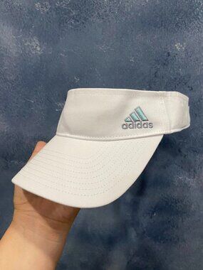 ADIDAS White Visor with Aqua Adidas Logo
